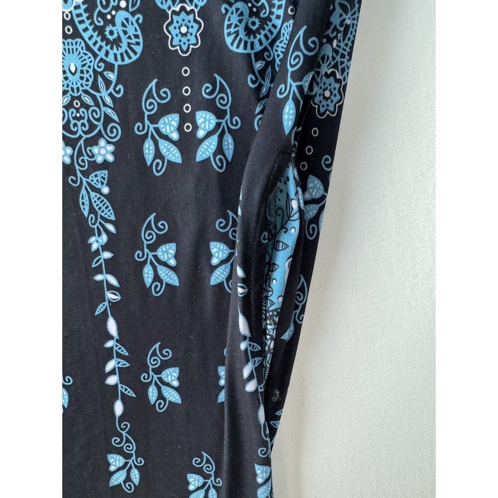 R&B Collection Border Print Shift Dress Size 1X Black Blue Paisley Boho Knit - Picture 4 of 10